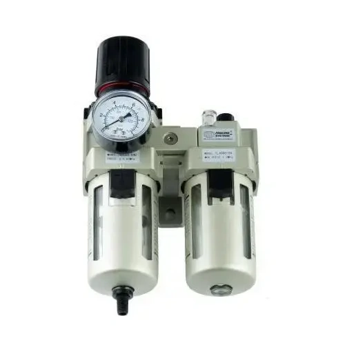 1/4" BSP Aluminium FRL with  Manual Drain, Bracket & gauge