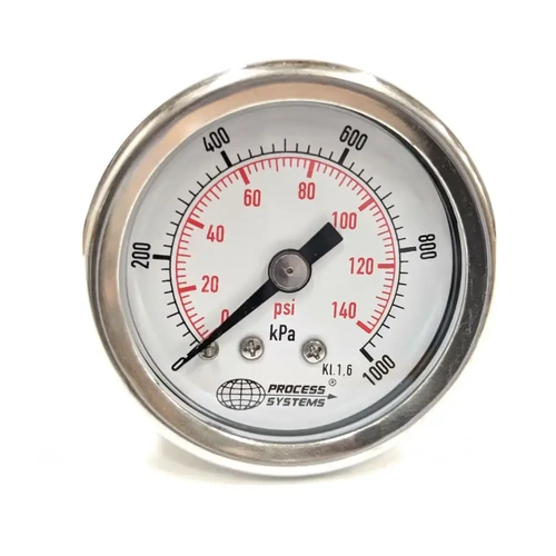 40mm Stainless Steel liquid filled 1/8" BSPT rear entry 0~1000 kpa Pressure Gauge