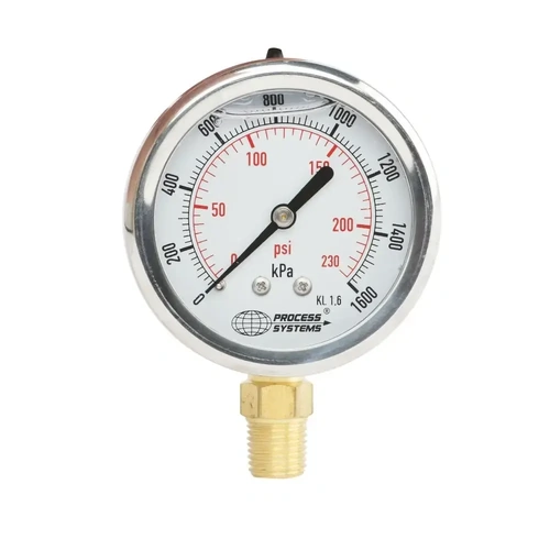 63mm Stainless Steel Liquid Filled Bottom Entry Pressure Gauge